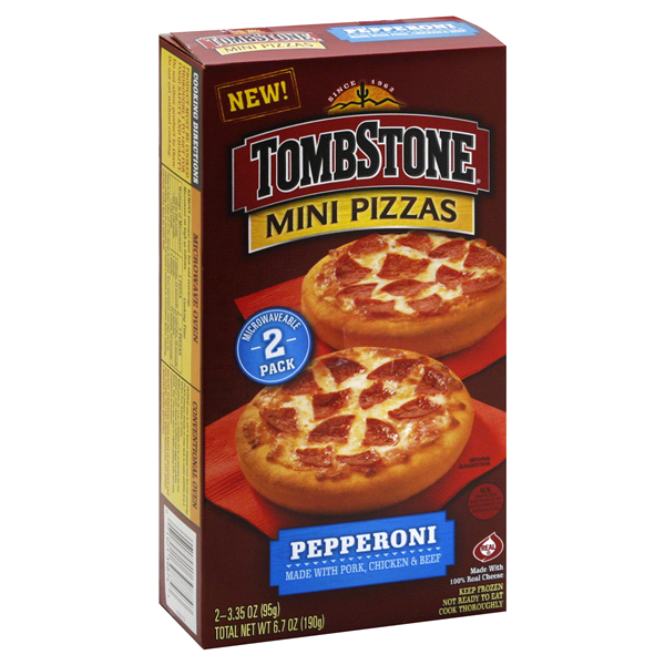 slide 1 of 5, Tombstone Mini Microwaveable Pizzas, Pepperoni, 6.7 oz