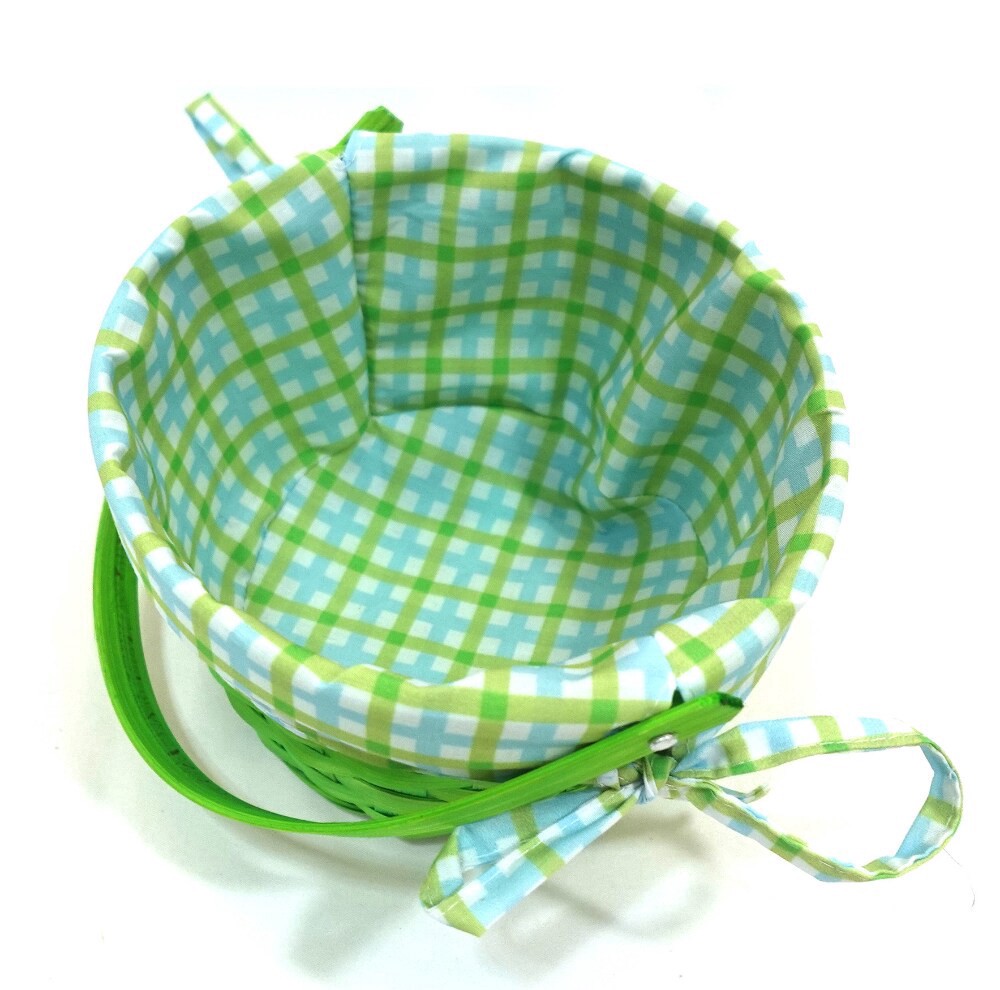 slide 3 of 3, HH 7in Lined Bamboo Basket - Green, 7 in