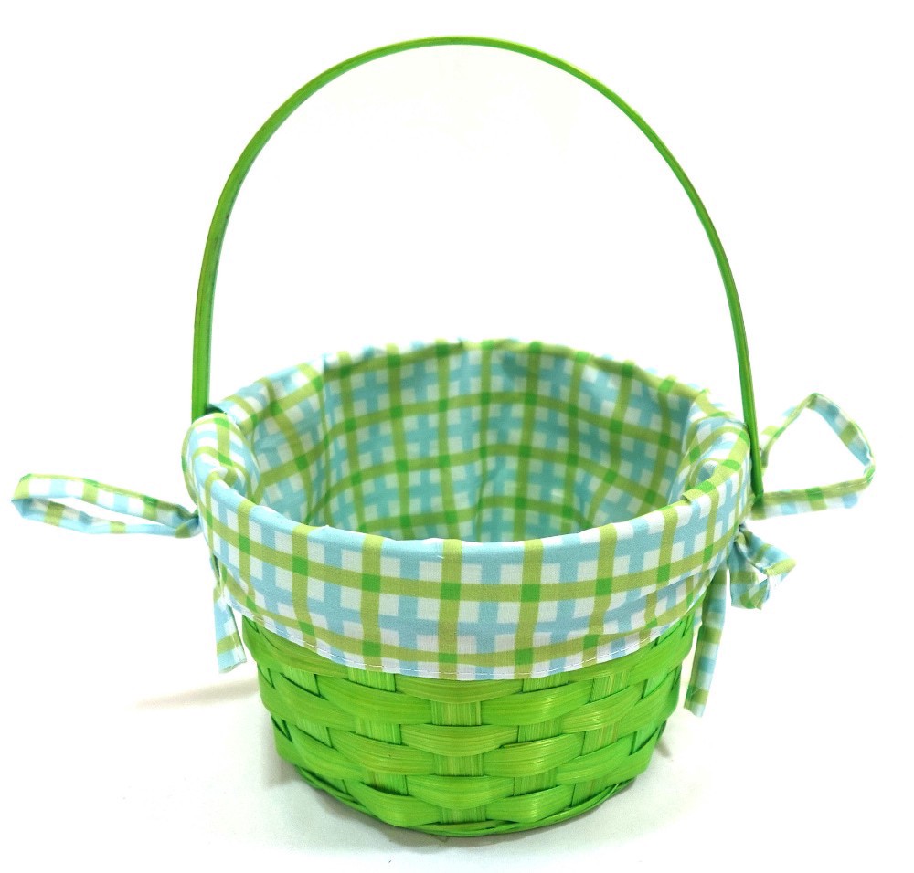 slide 2 of 3, HH 7in Lined Bamboo Basket - Green, 7 in