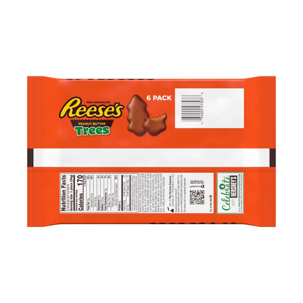 slide 3 of 5, REESE'S Milk Chocolate Peanut Butter Trees, Christmas Candy Packs, 1.2 oz (6 Count), 6 ct