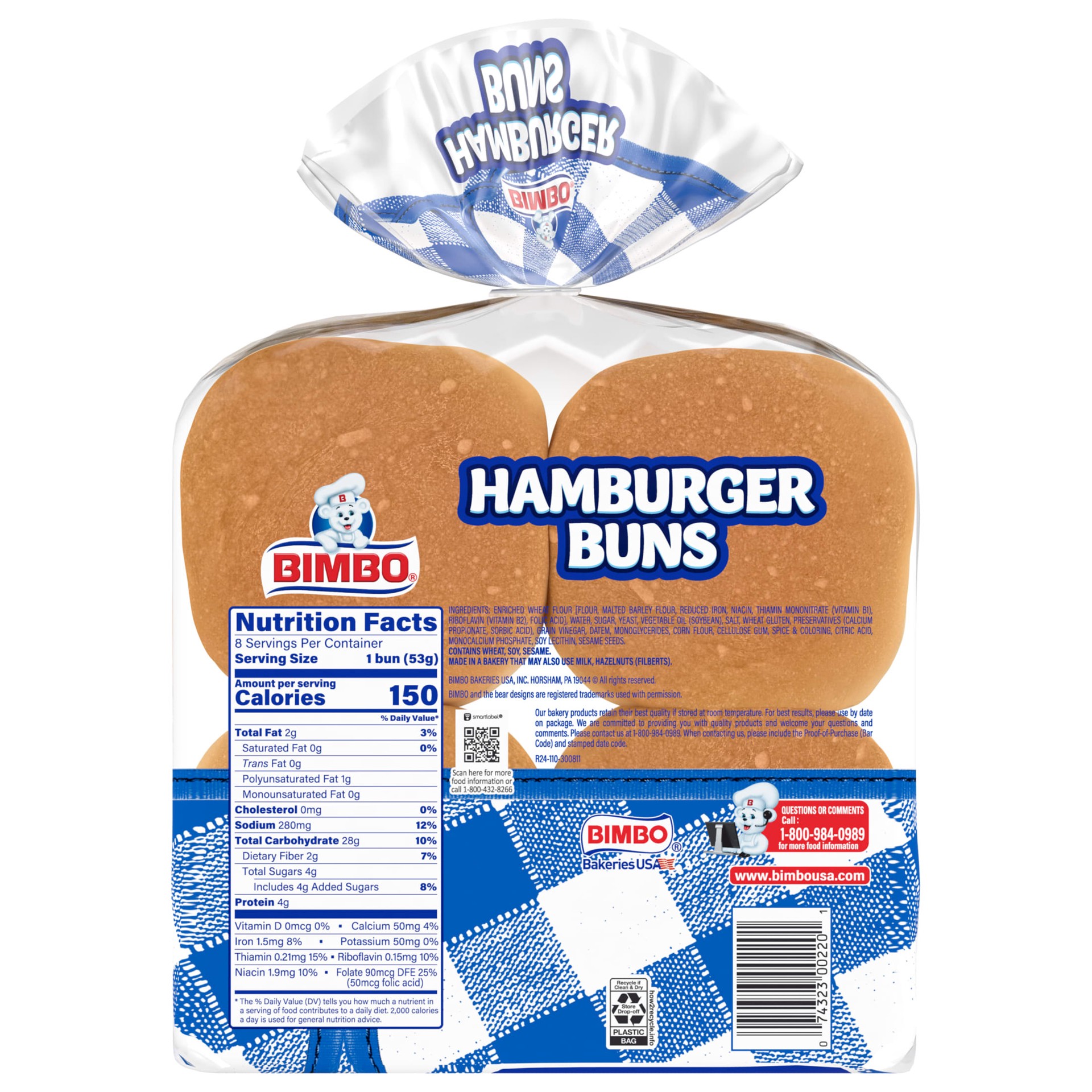 slide 6 of 7, Bimbo Bimbollos Hamburger Buns, 8 count, 15 oz, 8 ct