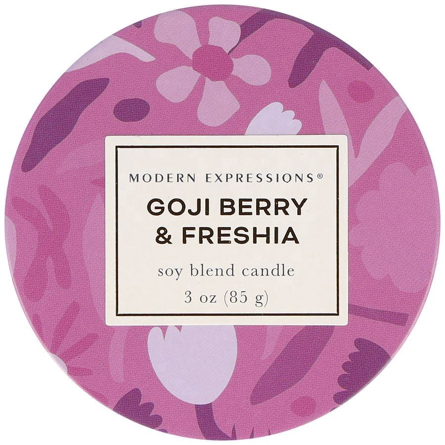 slide 3 of 5, Modern Expressions Soy Blend Candle Goji Berry & Freshia, 3 oz
