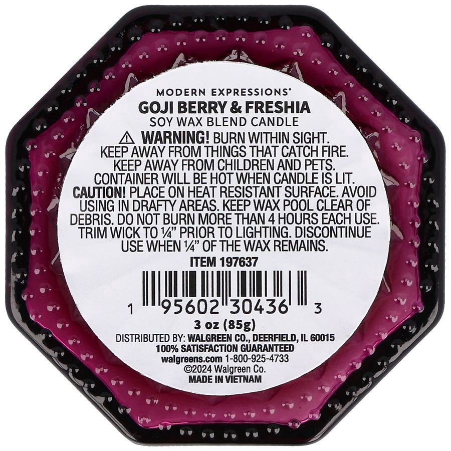 slide 5 of 5, Modern Expressions Soy Blend Candle Goji Berry & Freshia, 3 oz