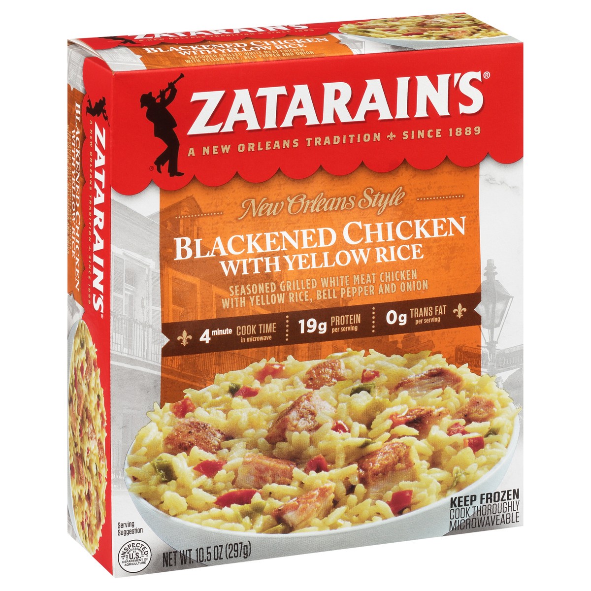 slide 2 of 9, Zatarain's Frozen Meal - Blackened Chicken with Yellow Rice, 10.5 oz