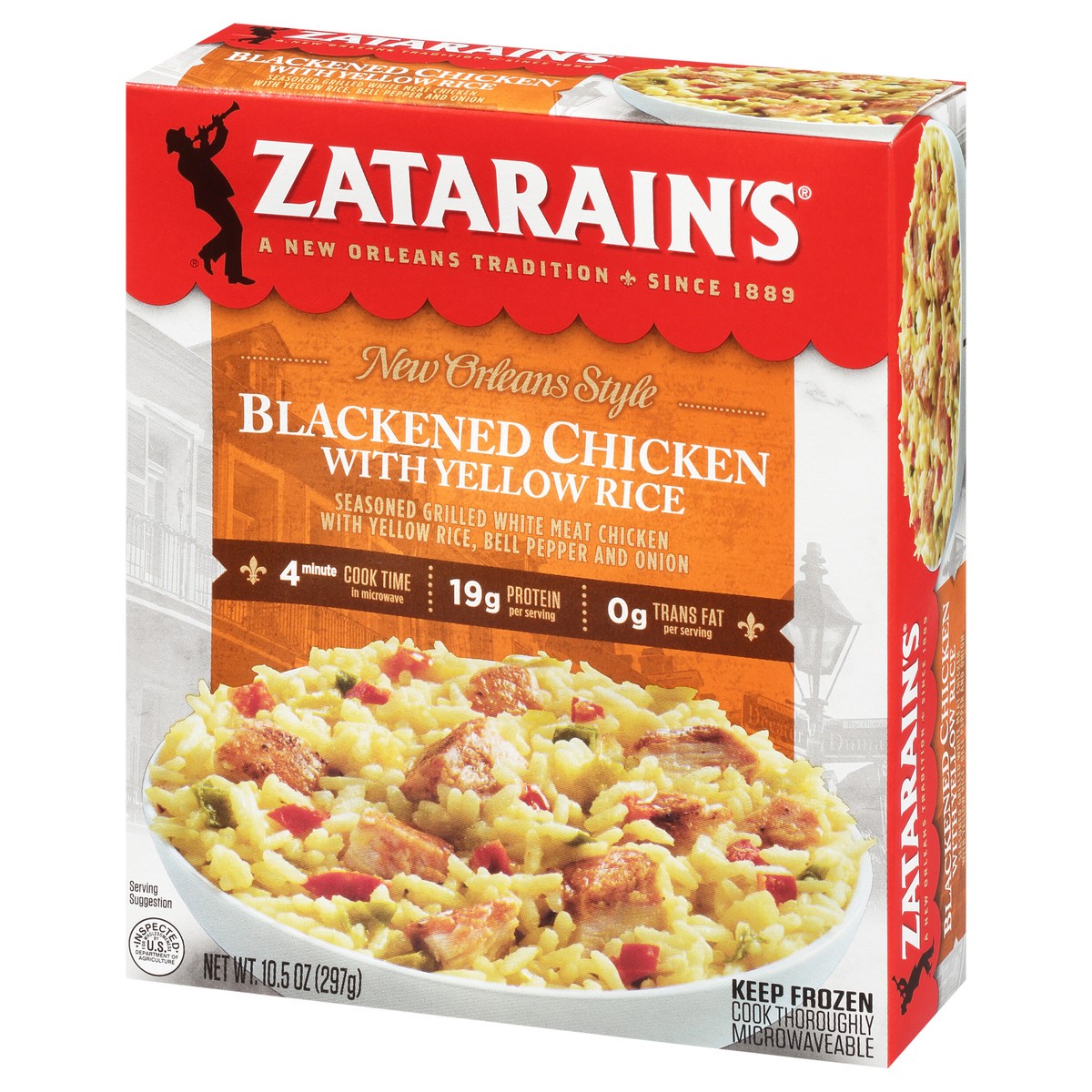 slide 3 of 9, Zatarain's Frozen Meal - Blackened Chicken with Yellow Rice, 10.5 oz
