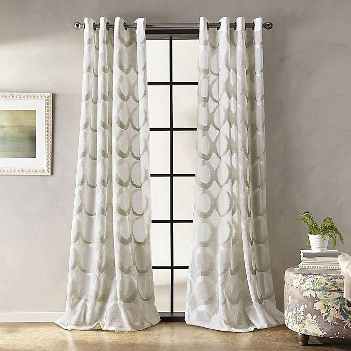 slide 1 of 3, Peri Home Marni Grommet Sheer Window Curtain Panel - Linen, 95 in