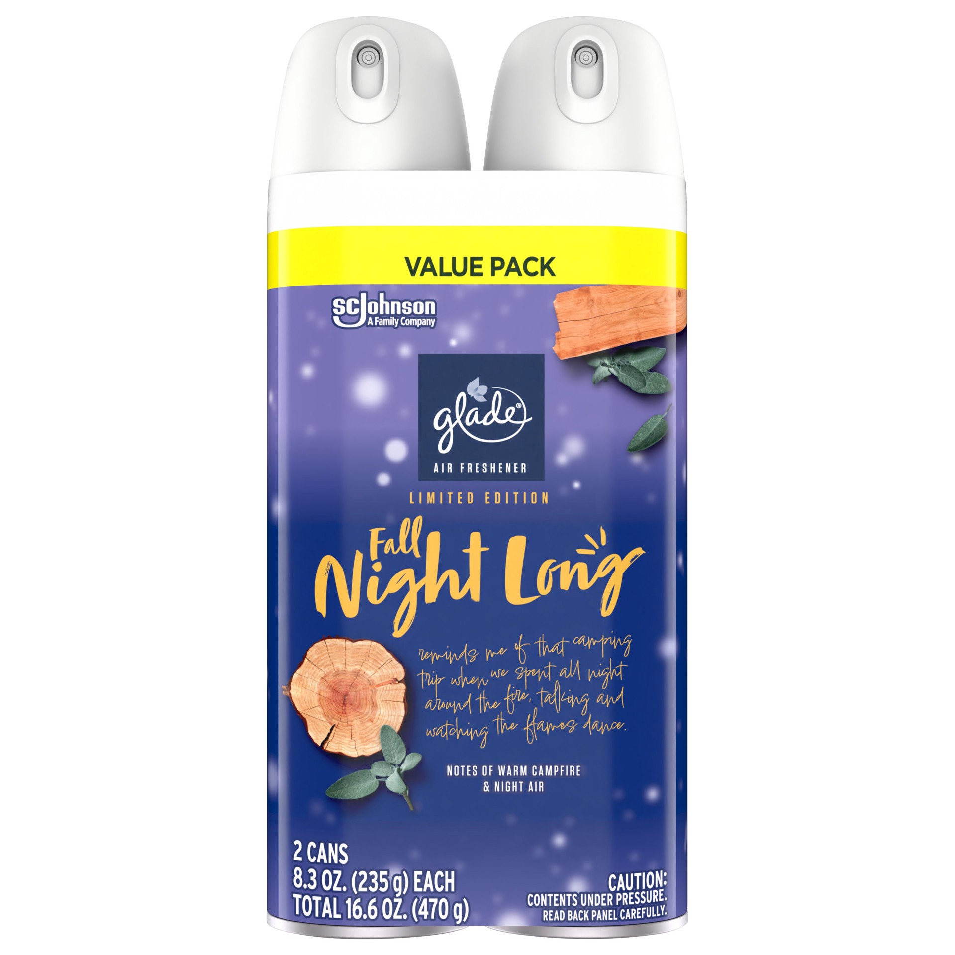 slide 1 of 1, Glade Fall Night Long Air Freshener Room Spray, 2 ct