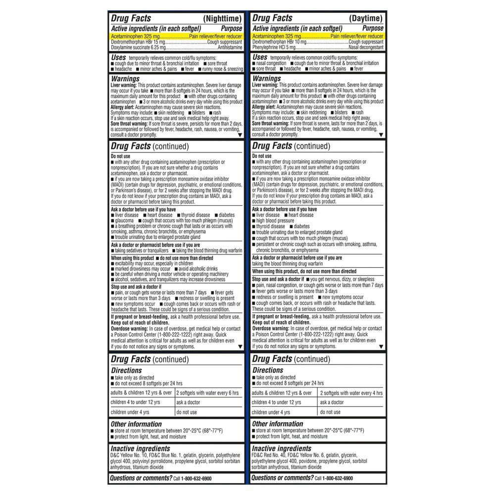 slide 2 of 3, Kroger® Multi-Symptom Cold and Flu DayTime and NightTime Cold Medicine Softgels, 48 ct