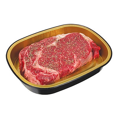 slide 1 of 1, H-E-B Meal Simple Natural USDA Choice Beef Ribeye Steak with Salt and Pepper, per lb