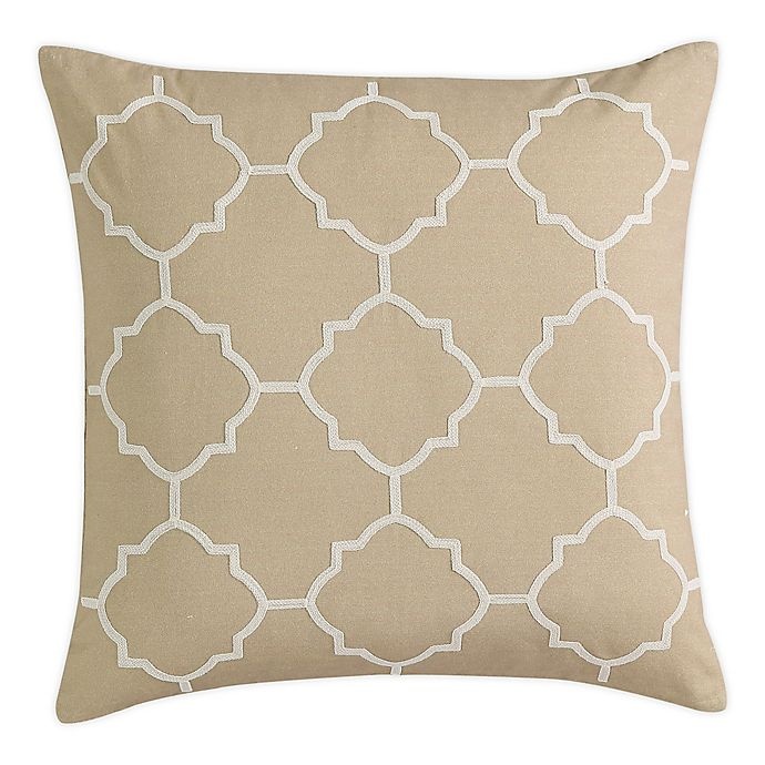 slide 1 of 2, Morgan Home Geometric Square Throw Pillow Cover - Taupe, 1 ct