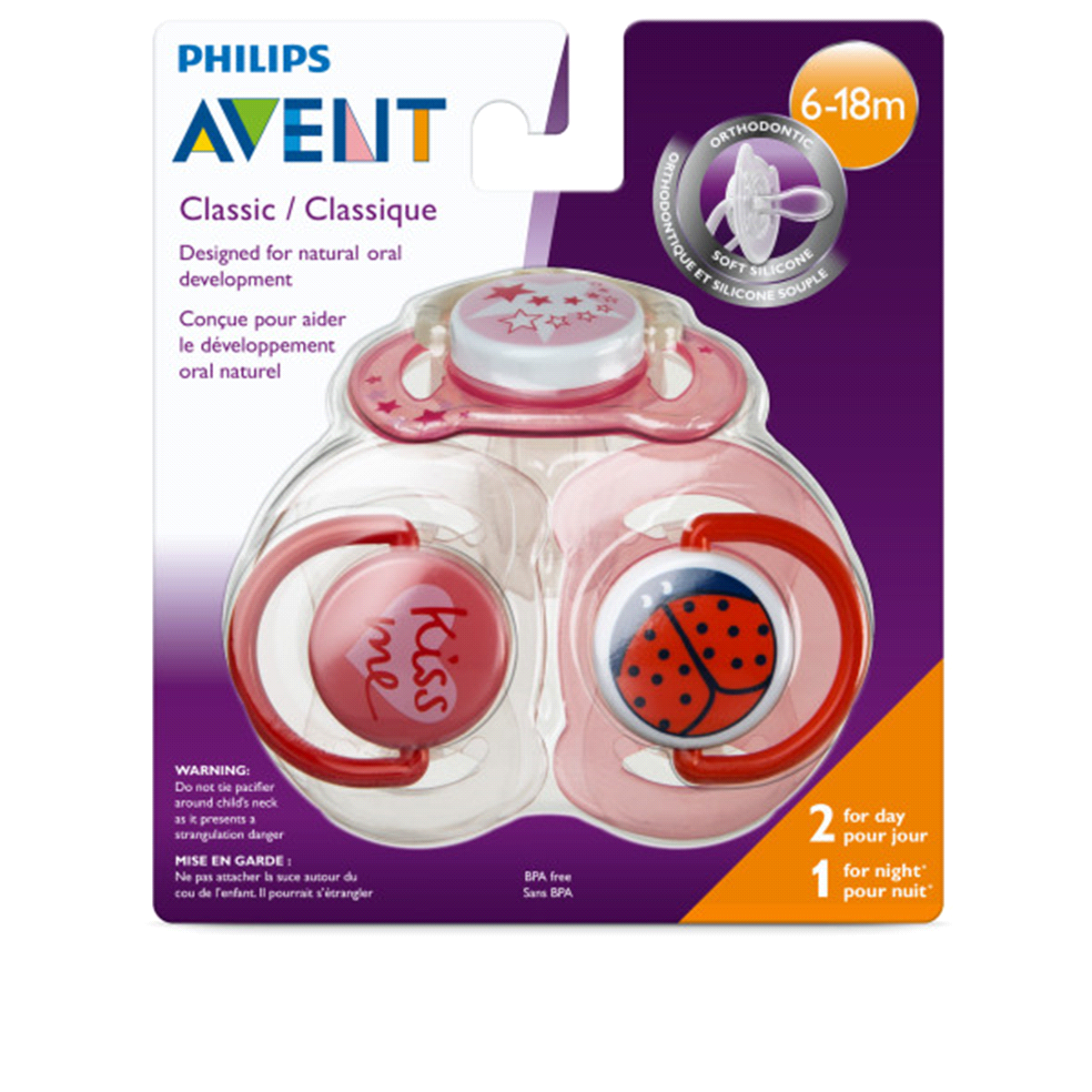 slide 1 of 1, Avent Classic Pacifier (6-18 M), 3 ct