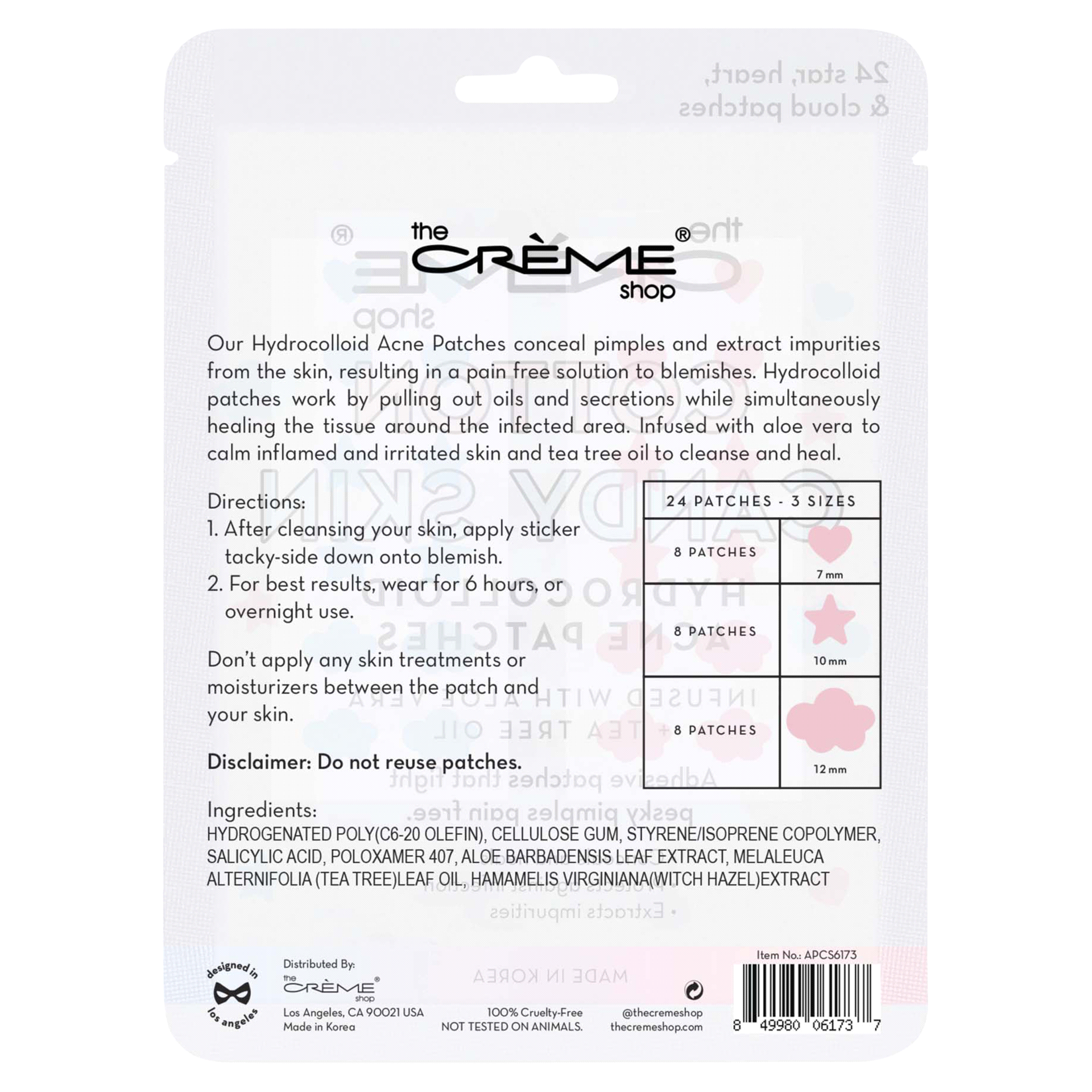 slide 8 of 9, The Crème Shop Cotton Candy Skin Hydrocolloid Acne Patches Infused with Aloe Vera + Tea Tree, 1 ct