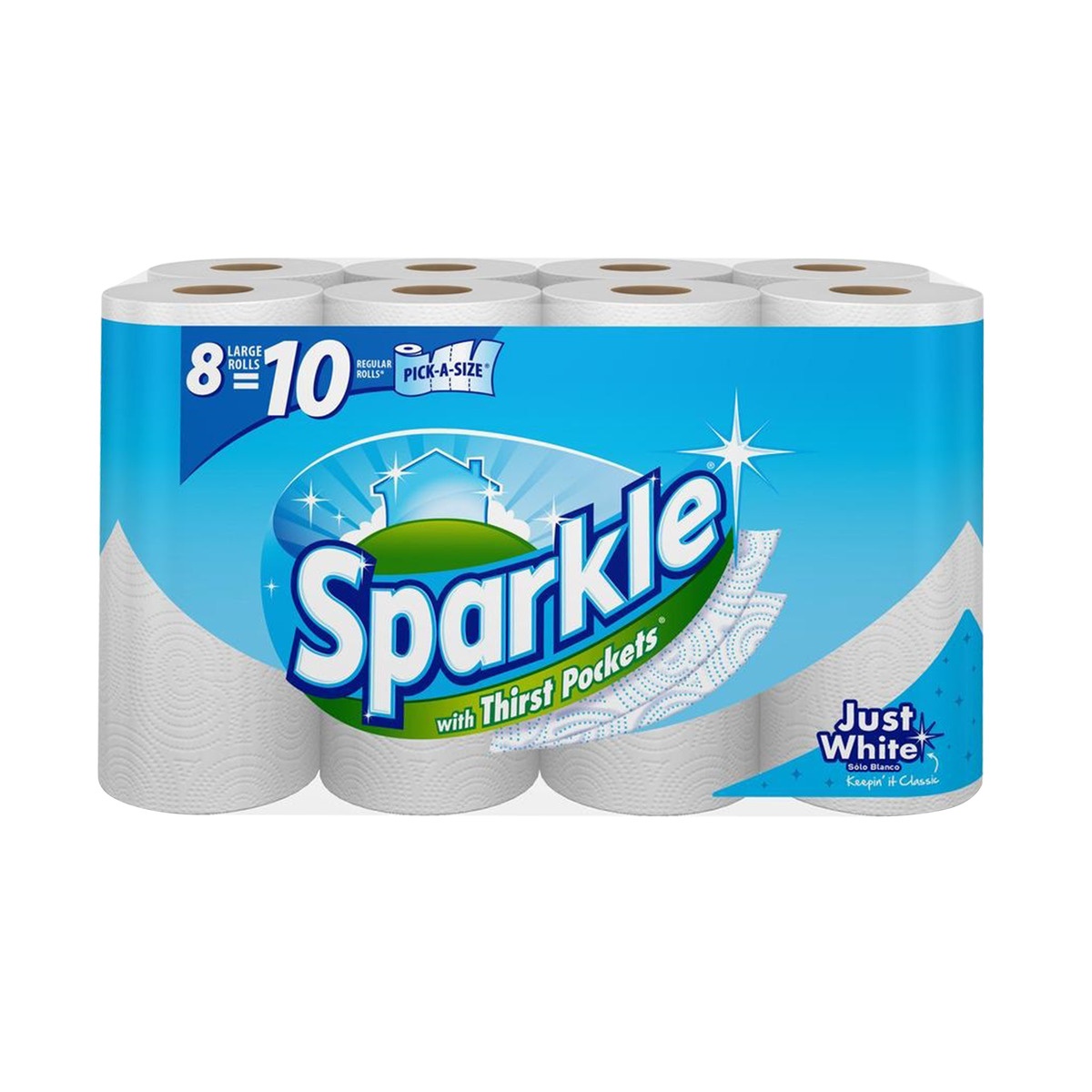 slide 1 of 1, Sparkle Pick-A-Size Paper Towels With Thirst Pockets Just White, 8 ct