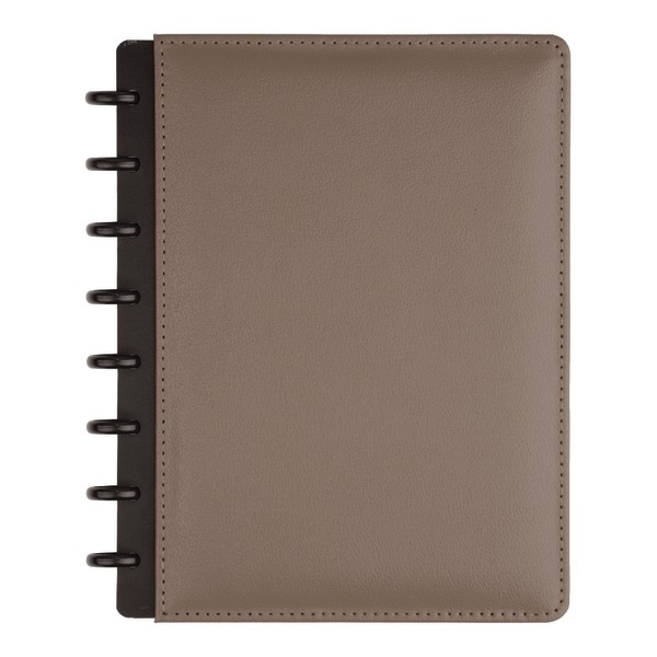 slide 1 of 6, TUL Custom Note-Taking System Discbound Notebook, Junior Size, Leather Cover, Gray, 1 ct