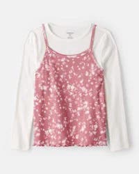 Oshkosh Girls Long-Sleeve 2-Piece Top Set - Pink/White Multi 6-6X