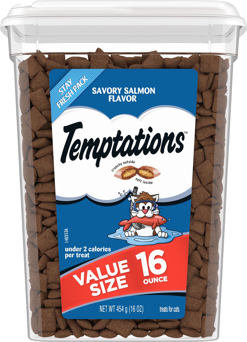 slide 8 of 16, Temptations Value Size Savory Salmon Flavor Treats for Cats Value Size 16 oz, 16 oz