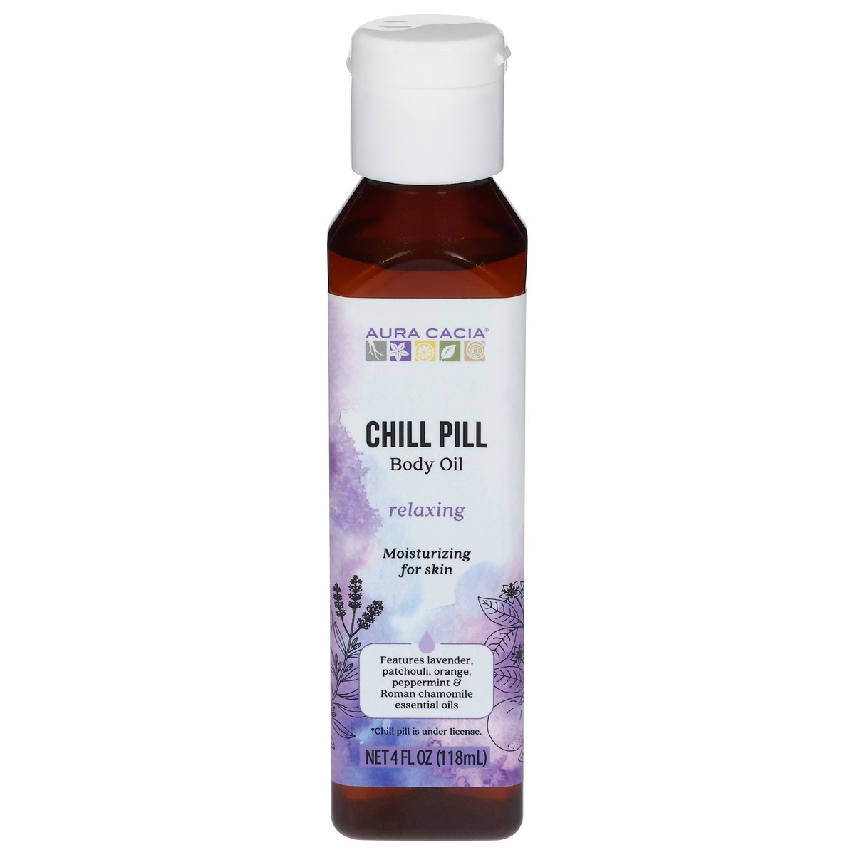 slide 1 of 9, Aura Cacia Relaxing Chill Pill Body Oil 4 fl oz, 4 fl oz