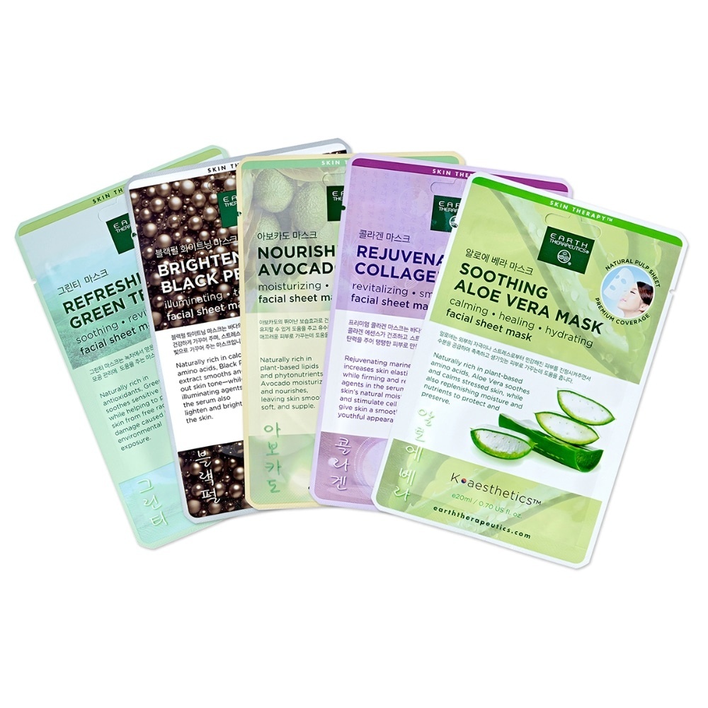 slide 1 of 1, Earth Therapeutics K-Beauty Facial Care Essential Beauty Masks, 5 ct