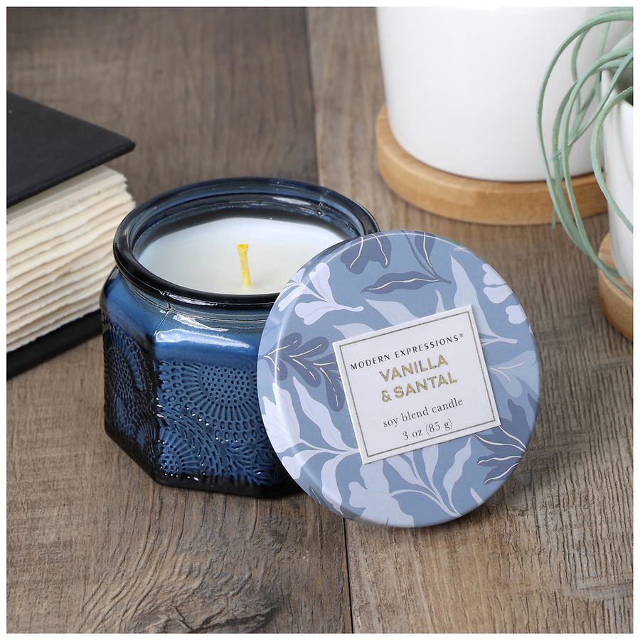 slide 4 of 5, Modern Expressions Soy Blend Candle Vanilla & Santal, 3 oz