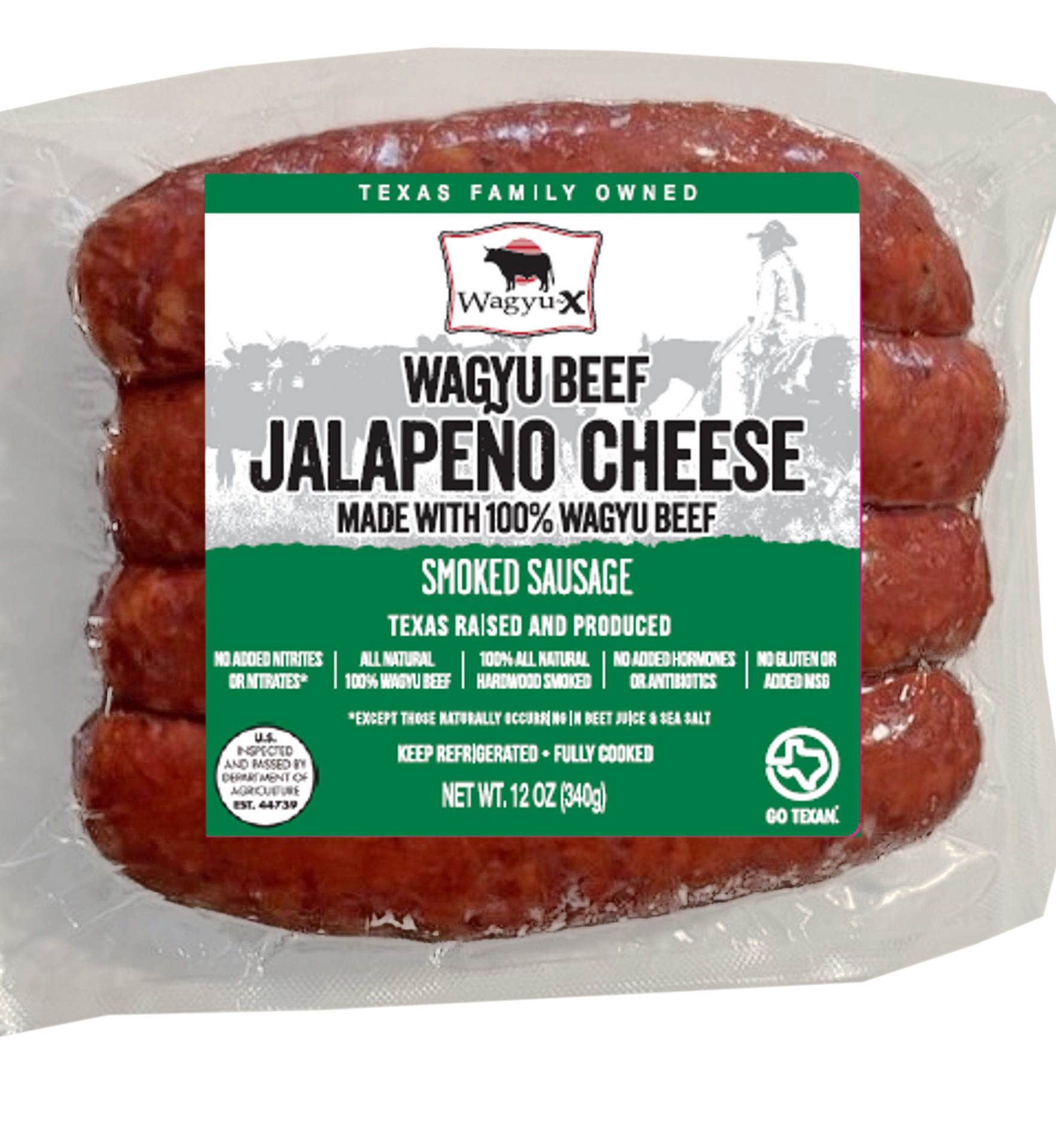slide 1 of 1, Wagyu-X Jalapeno Cheese Sausage, 12 oz