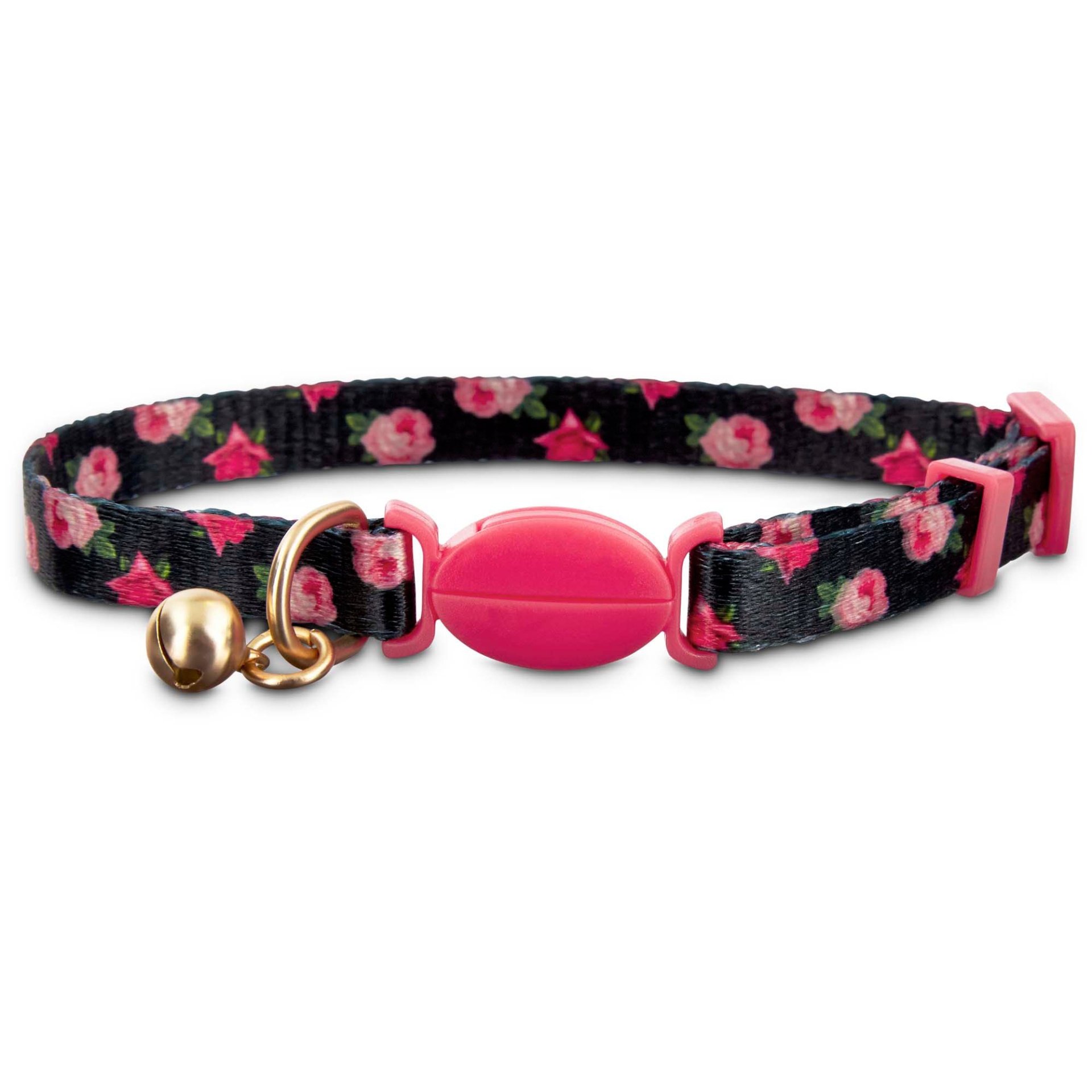 slide 1 of 1, Good2Go Pink Rose Print Cat Collar in Black, 1 ct