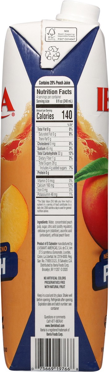 slide 9 of 14, Iberia Peach Nectar., 33.8 oz