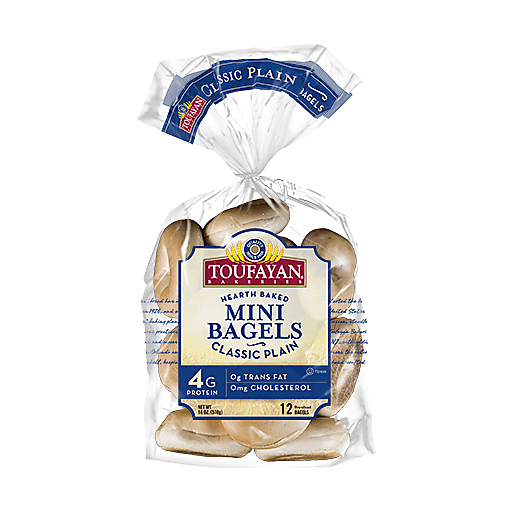 slide 1 of 1, Toufayan Plain Mini Bagel, 8 oz