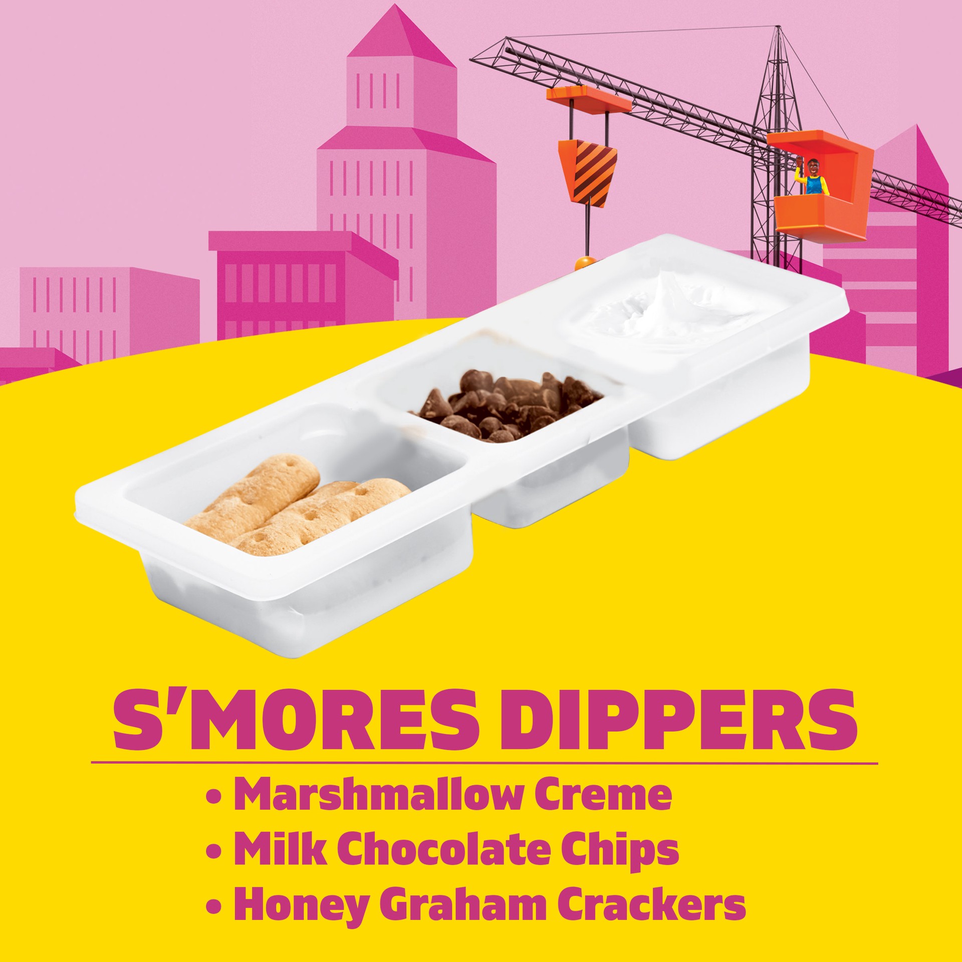 slide 4 of 5, Lunchables S'mores Dippers with Marshmallow Creme, Milk Chocolate Chips and Honey Graham Sticks, 2.3 oz Tray, 2.3 oz