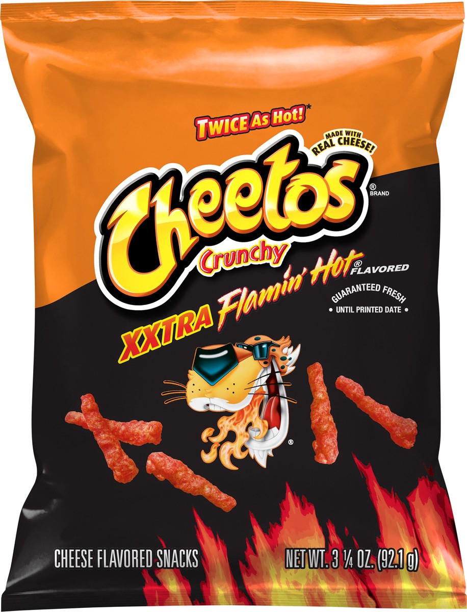 slide 4 of 8, Cheetos Crunchy Cheese Flavored Snacks XXTRA Flamin' Hot Flavored 3 1/4 Oz, 3.25 oz