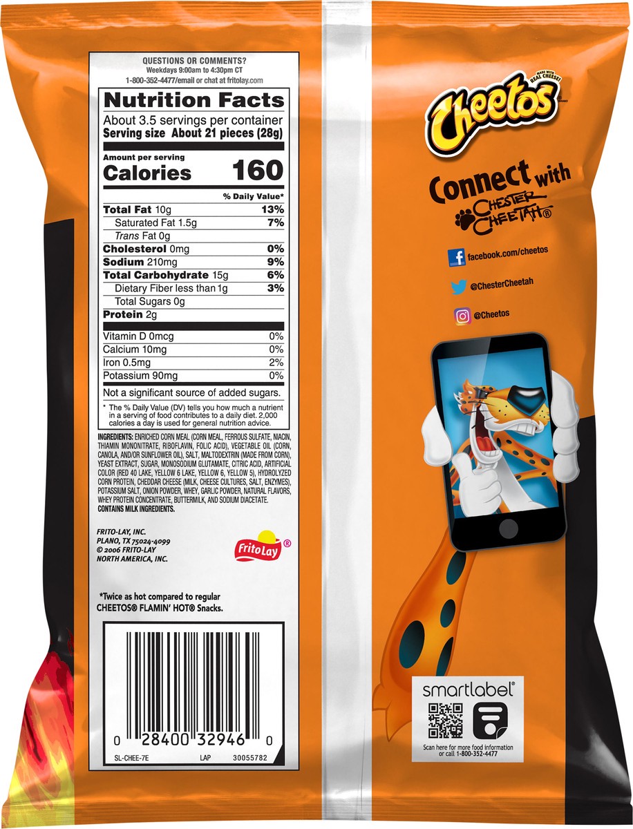 slide 7 of 8, Cheetos Crunchy Cheese Flavored Snacks XXTRA Flamin' Hot Flavored 3 1/4 Oz, 3.25 oz