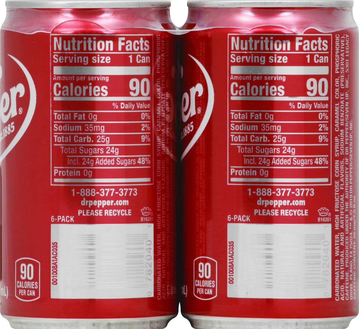 slide 5 of 13, Dr Pepper Soda, 7.5 fl oz cans, 6 pack, 6 ct; 7.5 oz