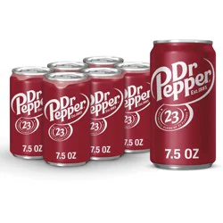 Dr Pepper Soda, 7.5 fl oz mini cans, 6 pack