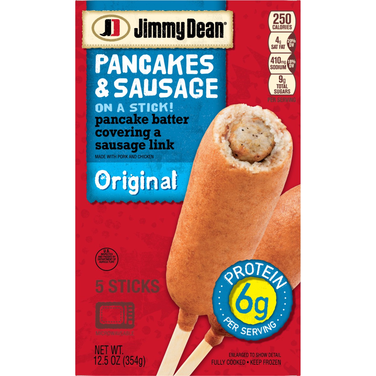 slide 1 of 8, Jimmy Dean Pancakes & Sausage on a Stick, Frozen Breakfast, 5 Count, 354.37 g