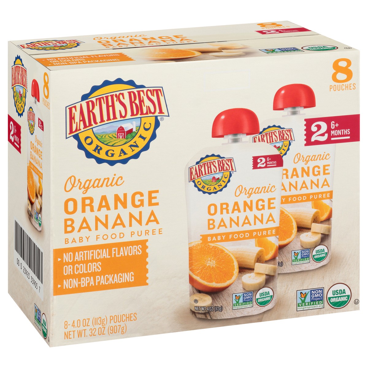 slide 10 of 10, Earth's Best Orange Banana Baby Food Puree 8 pk, 4 oz