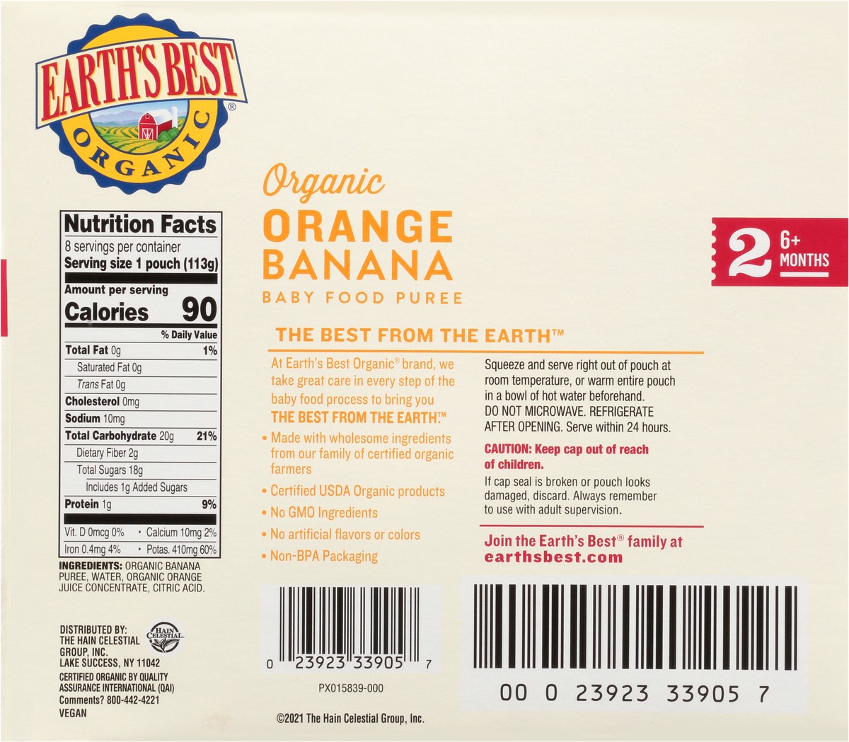 slide 7 of 10, Earth's Best Orange Banana Baby Food Puree 8 pk, 4 oz
