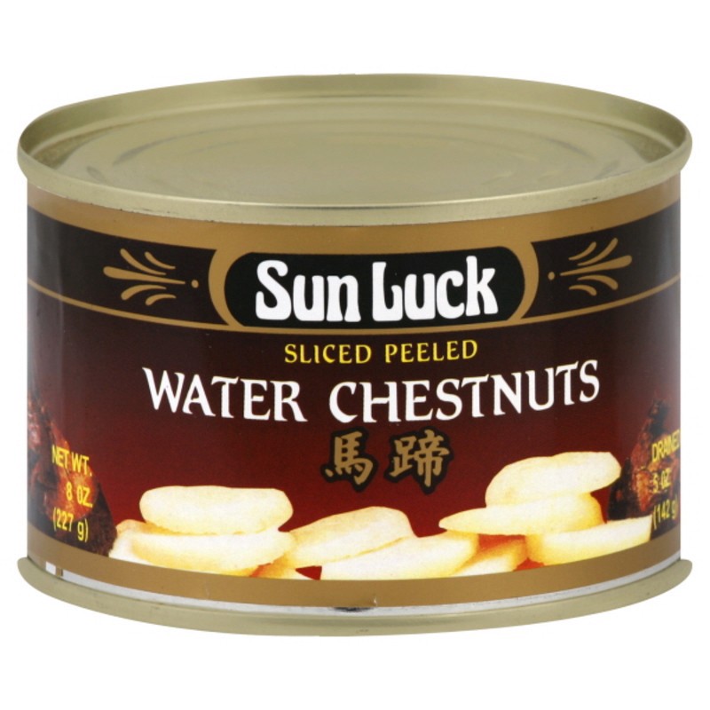 slide 1 of 1, Sun Luck Sliced Peeled Water Chestnuts, 8 oz