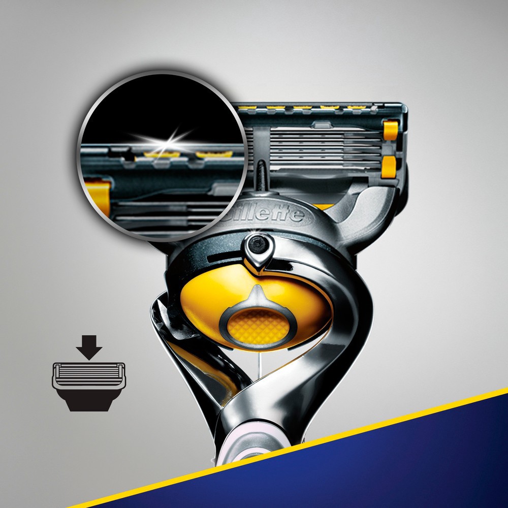 slide 9 of 10, Fusion5 ProGlide Shield Shaving Razor for Men, 1 Razor Handle, 1 Refill, 2x Lubrication, FlexBall Handle and Precision Trimmer for Men, 1 ct
