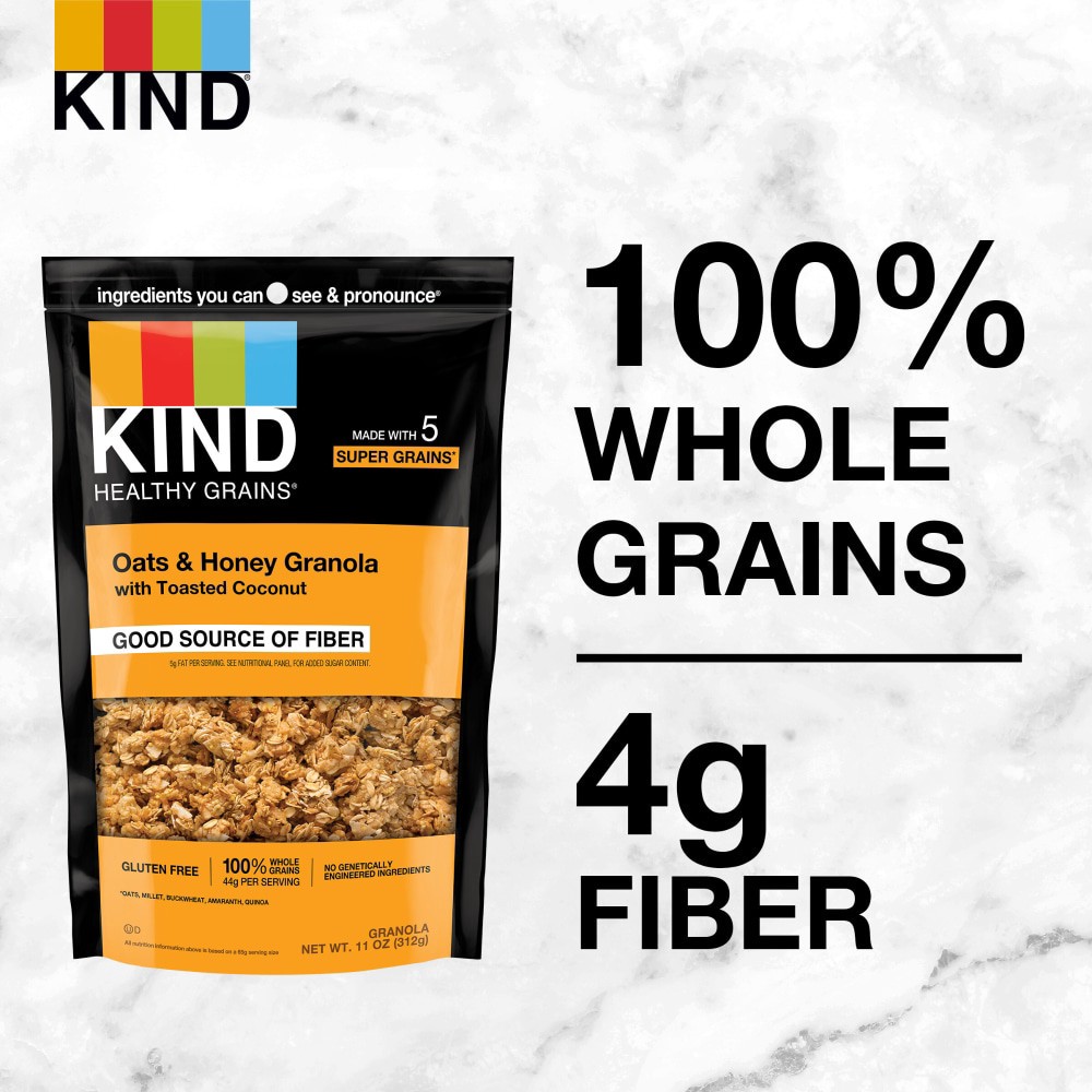 slide 2 of 6, KIND Healthy Grains Clusters Granola Oats & Honey with Toasted Coconut - 11 Oz, 11 oz