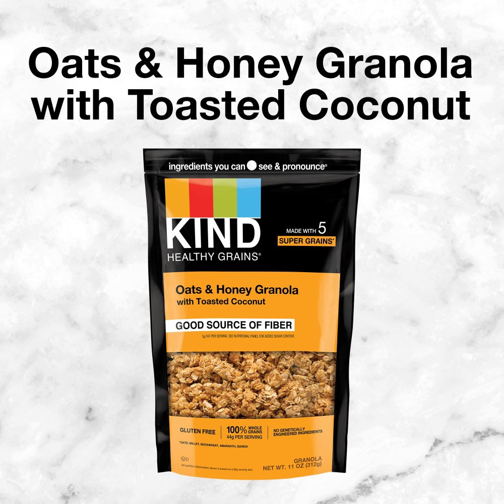 slide 3 of 6, KIND Healthy Grains Clusters Granola Oats & Honey with Toasted Coconut - 11 Oz, 11 oz