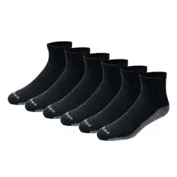 Dickies Dri-Tech Comfort Moisture Control Black Quarter Socks, Size 6-12