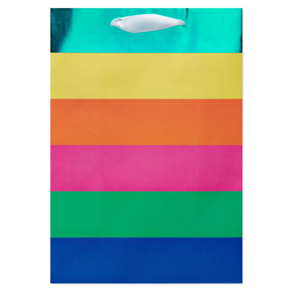 slide 4 of 5, American Greetings #5 Medium Gift Bag - Horizontal Multicolored Stripes, 1 ct