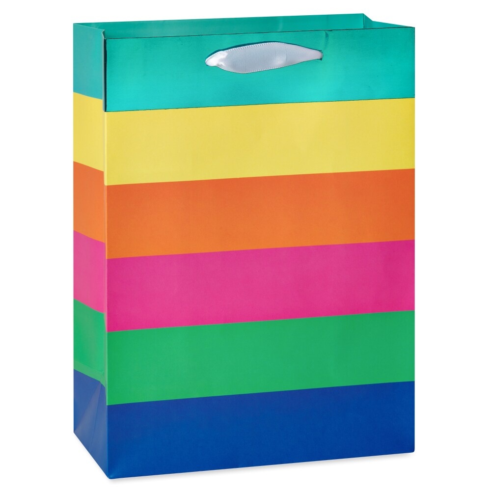 slide 1 of 1, American Greetings #5 Medium Gift Bag - Horizontal Multicolored Stripes, 1 ct