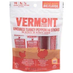 Vermont Smoke & Cure Uncured Original Turkey Pepperoni Sticks Mini Size 6 ea