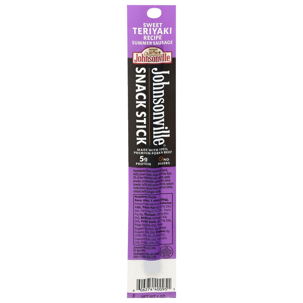 slide 4 of 4, Johnsonville Sweet Teriyaki Summer Sausage Stick, 1 oz