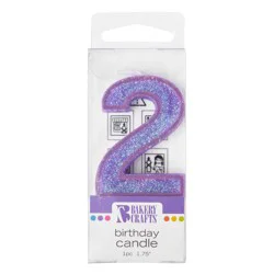 Bakery Crafts Glitter Purple 2 Birthday Candle