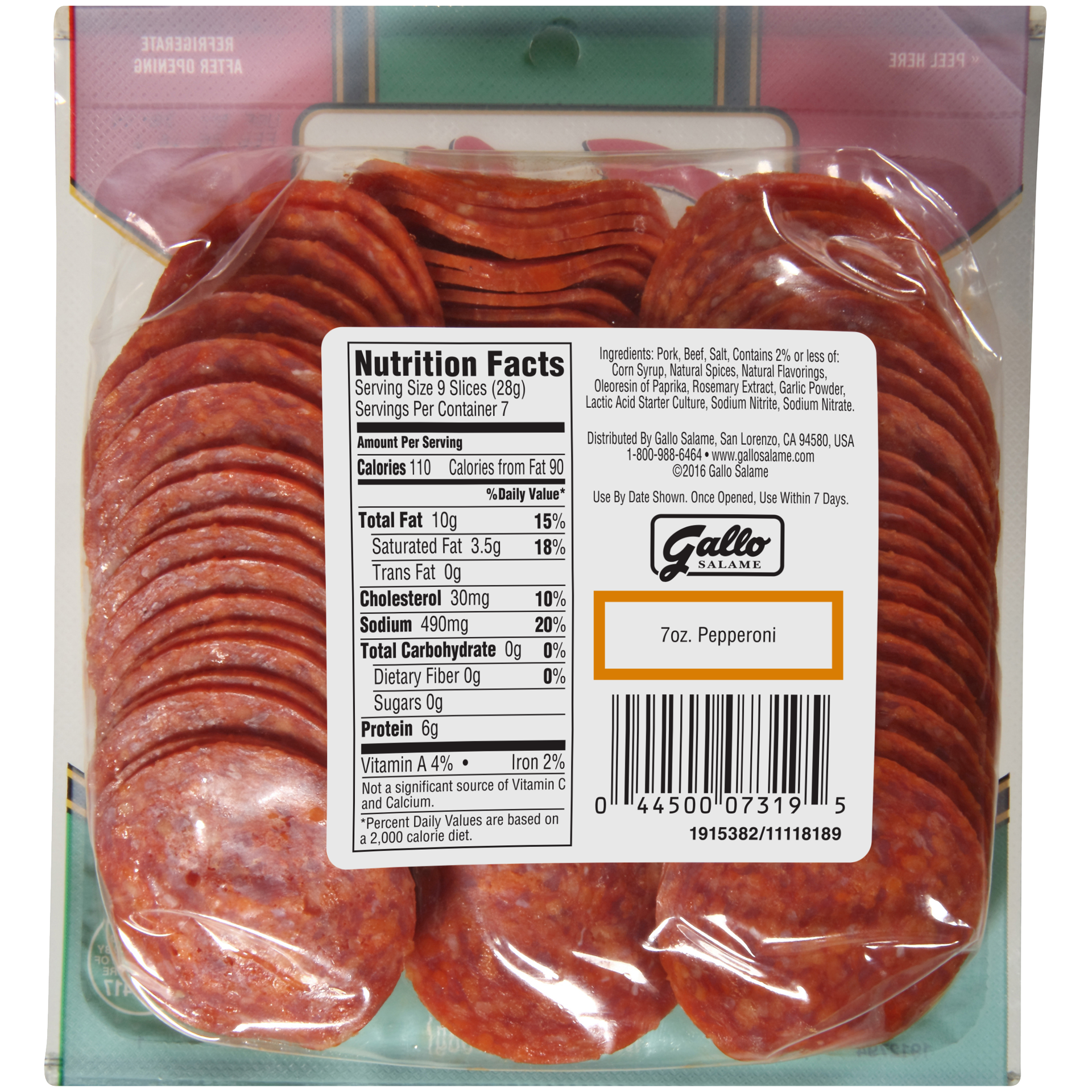 slide 7 of 8, Gallo Salame Gallo Pepperoni - 7oz, 7 oz
