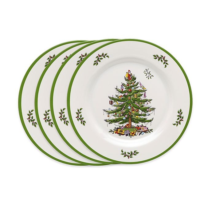 slide 1 of 2, Spode Christmas Tree Melamine Salad Plates, 4 ct