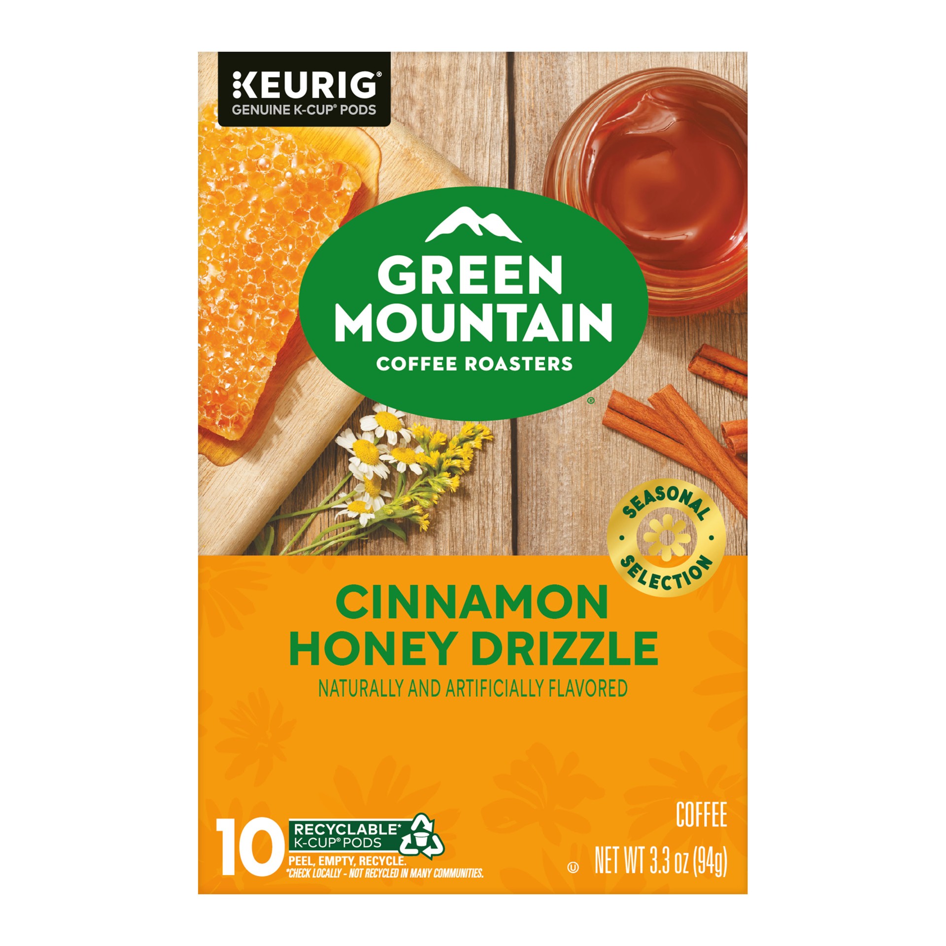 slide 5 of 5, Green Mountain Coffee Roasters Cinnamon Honey Drizzle Flavored Coffee, Single Serve Keurig K-Cup Pods, 10 Count, 10 ct