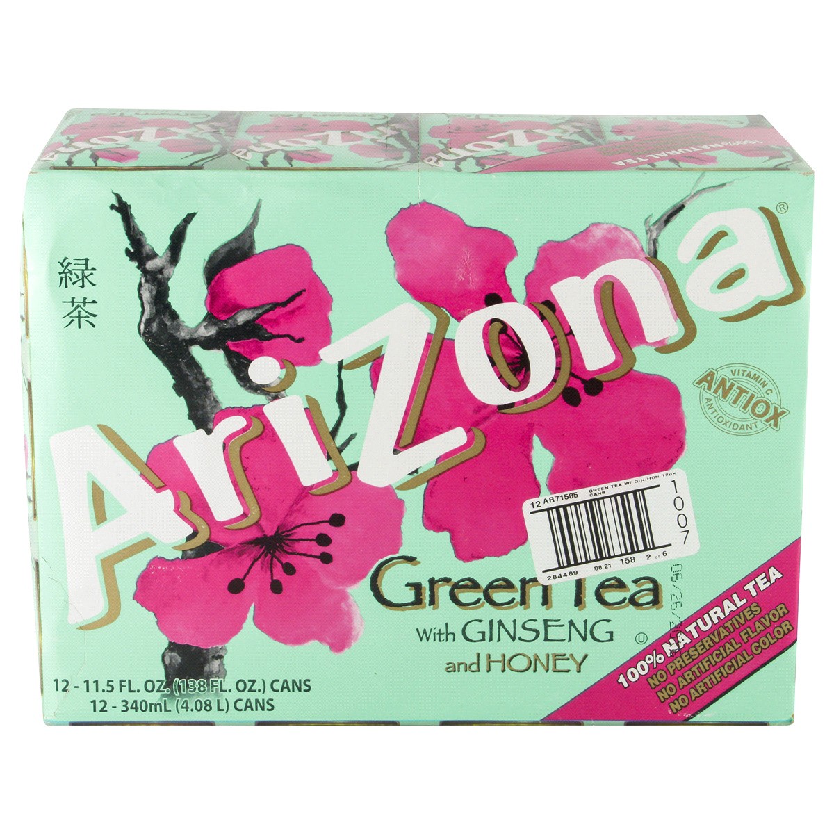 slide 6 of 6, AriZona Green Tea With Ginseng & Honey - 12 ct; 11.5 oz, 12 ct; 11.5 oz