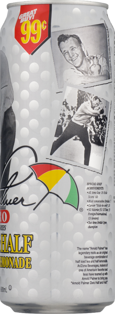 slide 2 of 4, AriZona Arnold Palmer Zero Half Iced Tea Half Lemonade - 23 fl oz, 23 fl oz